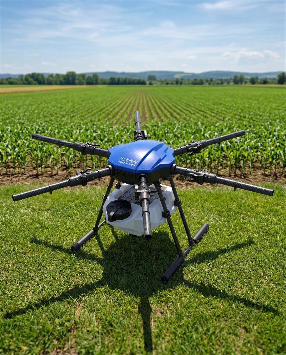 EFT Bharat E610P agriculture drone showing the Make in India canopy