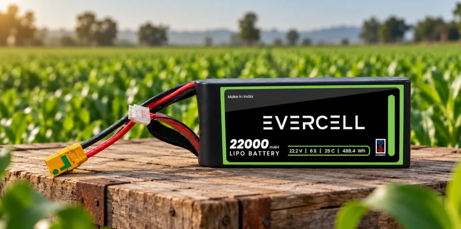 Evercell 22000mAh 6S LiPo agriculture drone battery – Make in India